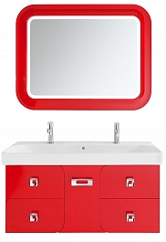 Водолей Мебель для ванной "Астрид 120" красная, 5 ящиков – фотография-1